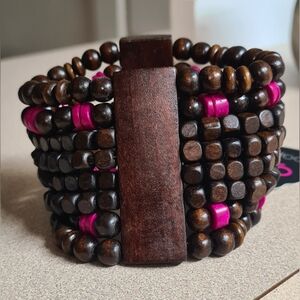 🩷Tropical Time Zone - Pink Wooden Bracelet🤎